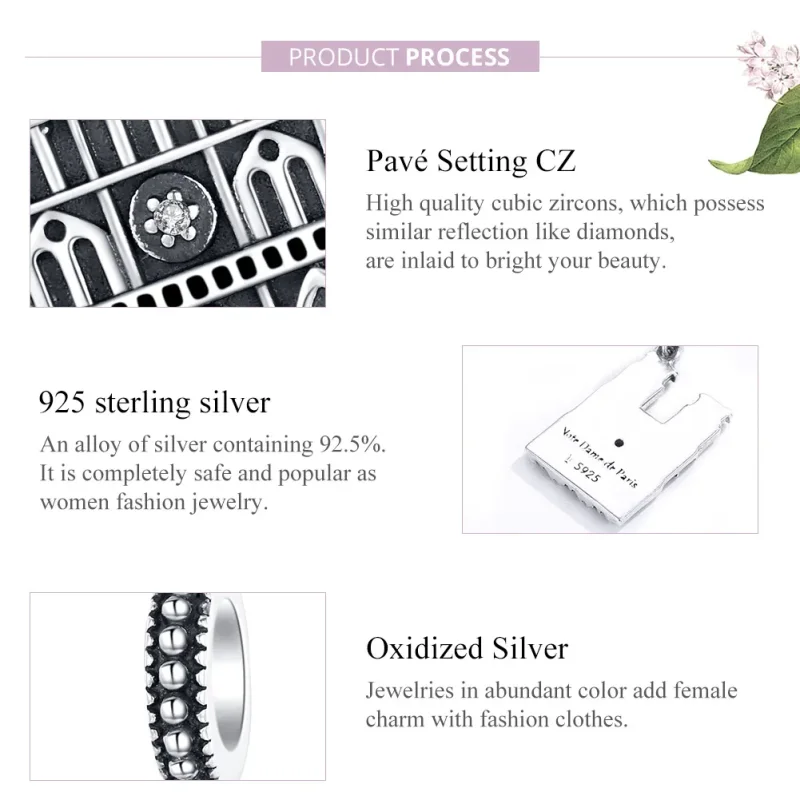 (bilde for) Pandora Style Silver Notre Dame De Paris Dangle - SCC1328 - Vis 8