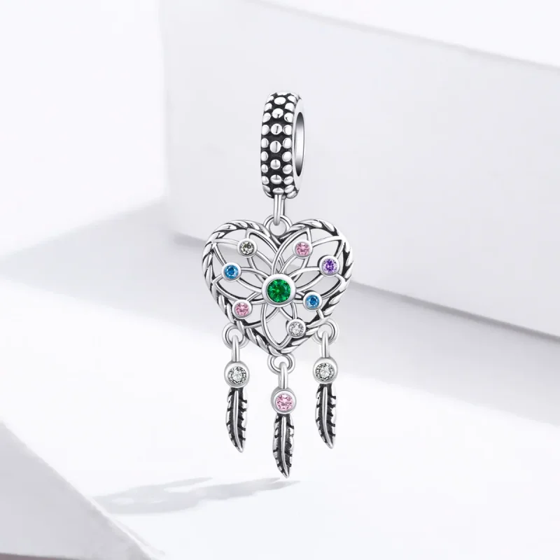 (bilde for) Pandora Style Silver Openwork Family Tree Heart Dingle - SCC1445 - Vis 2