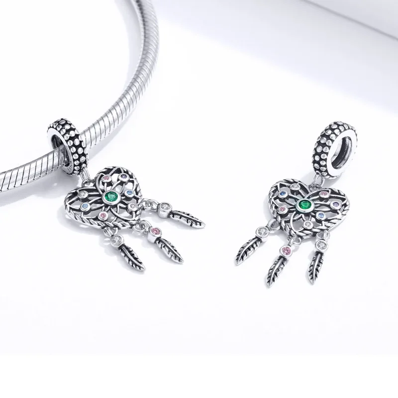 (bilde for) Pandora Style Silver Openwork Family Tree Heart Dingle - SCC1445 - Vis 4