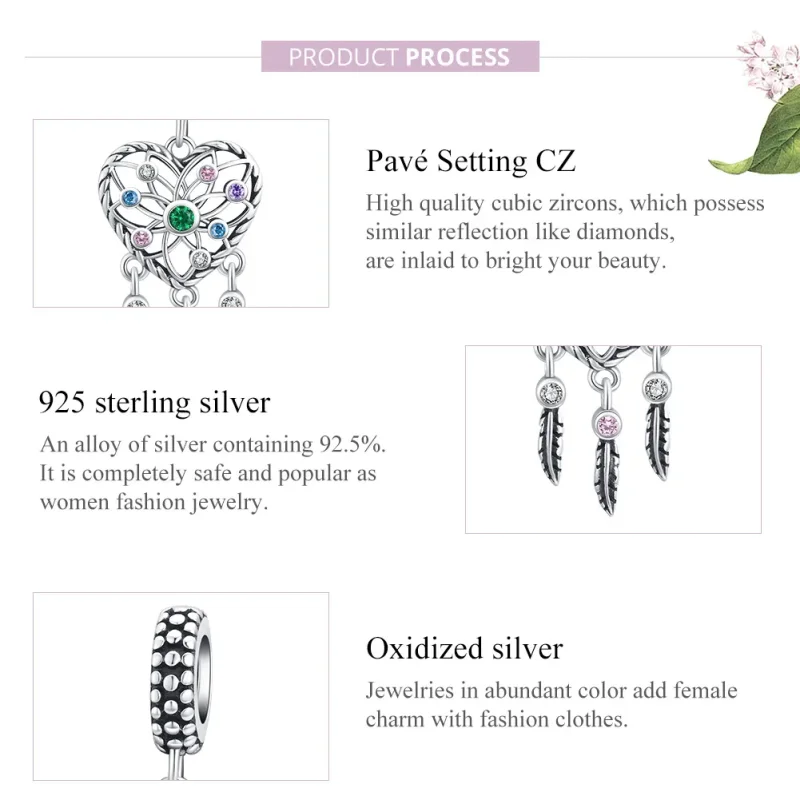 (bilde for) Pandora Style Silver Openwork Family Tree Heart Dingle - SCC1445 - Vis 8