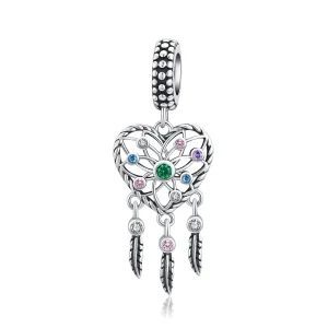 (bilde for) Pandora Style Silver Openwork Family Tree Heart Dingle - SCC1445