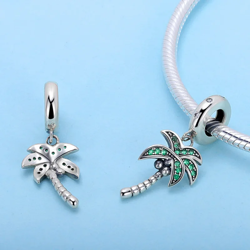 (bilde for) Pandora Style Silver Palm Tree Dingle - SCC697 - Vis 2