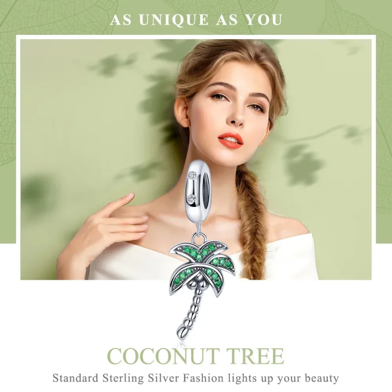(bilde for) Pandora Style Silver Palm Tree Dingle - SCC697 - Vis 6