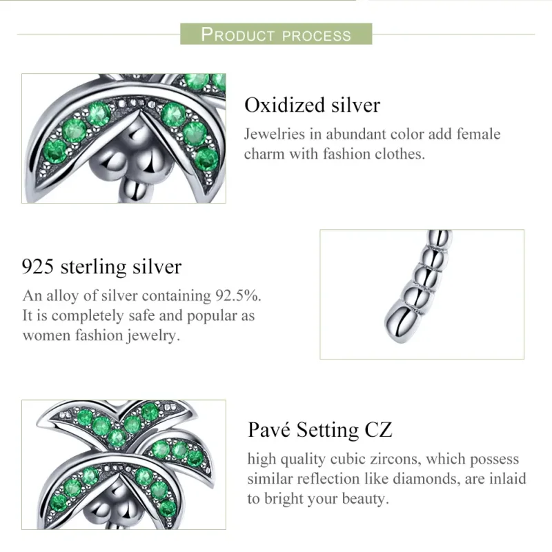 (bilde for) Pandora Style Silver Palm Tree Dingle - SCC697 - Vis 7
