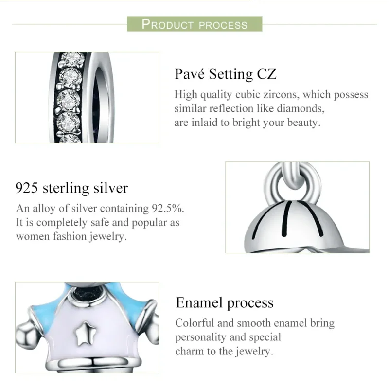 (bilde for) Pandora Style Silver Perfect Life Little Baby Boy Dangle - SCC544 - Vis 7