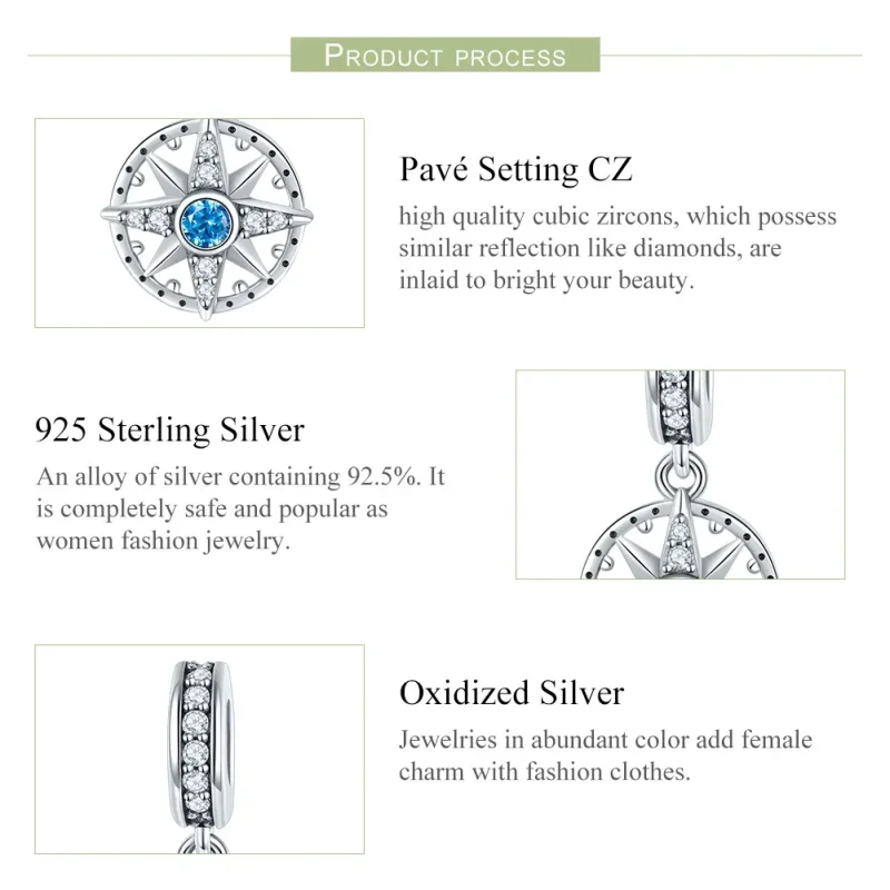 (bilde for) Pandora Style Silver Polaris Dangle - SCC847 - Vis 7