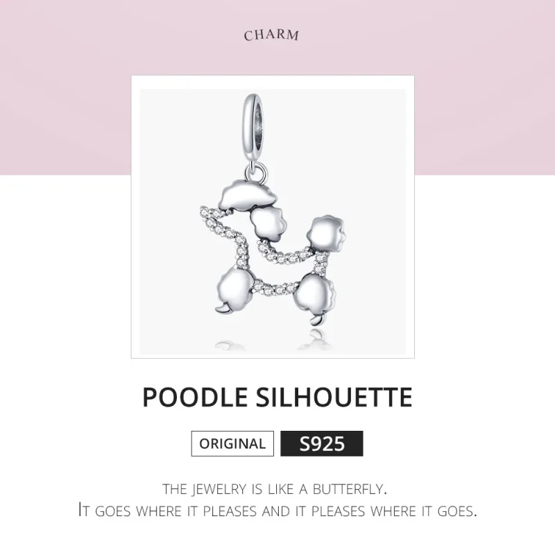 (bilde for) Pandora Style Silver Poodle Silhouette Dangle - SCC1681 - Vis 6