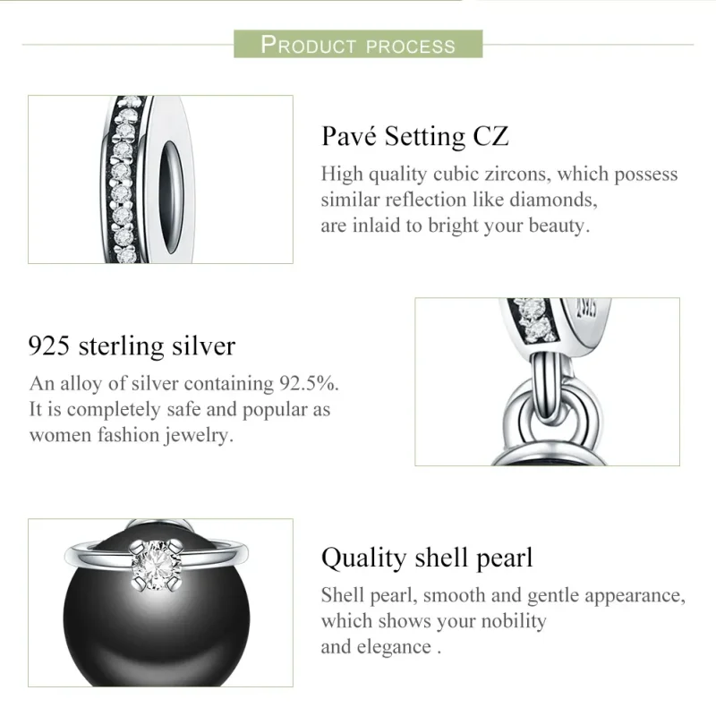 (bilde for) Pandora Style Silver Prestige Pearls Dangle - SCC572 - Vis 8