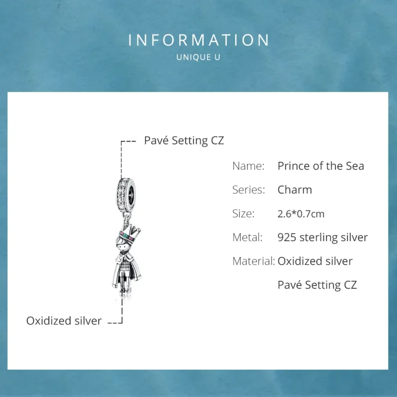 (bilde for) Pandora Style Silver Prince of The Sea Dangle - SCC1584 - Vis 6