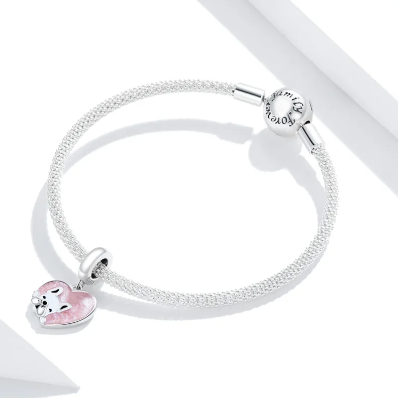 (bilde for) Pandora Style Silver Puppy With Love Dangle - BSC360 - Vis 3