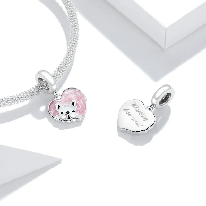 (bilde for) Pandora Style Silver Puppy With Love Dangle - BSC360 - Vis 4