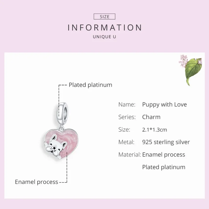 (bilde for) Pandora Style Silver Puppy With Love Dangle - BSC360 - Vis 7