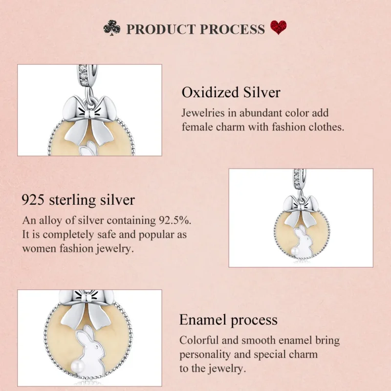 (bilde for) Pandora Style Silver Rabbit Dingle - SCC1439 - Vis 8