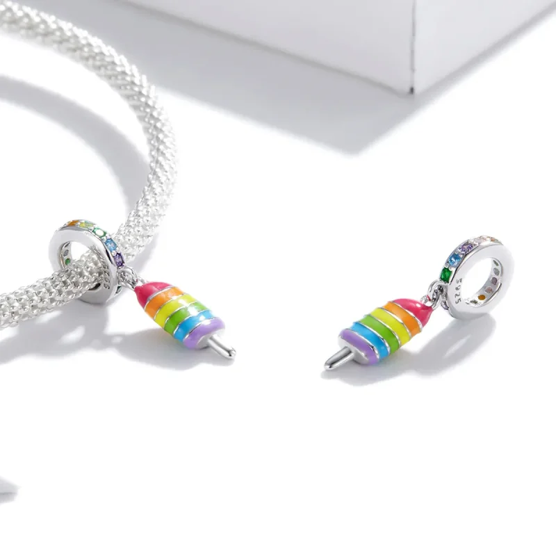 (bilde for) Pandora Style Silver Rainbow Ice Cream Dangle - BSC351 - Vis 3