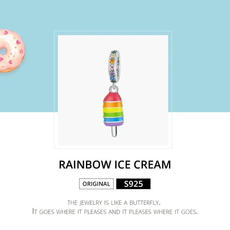 (bilde for) Pandora Style Silver Rainbow Ice Cream Dangle - BSC351 - Vis 6
