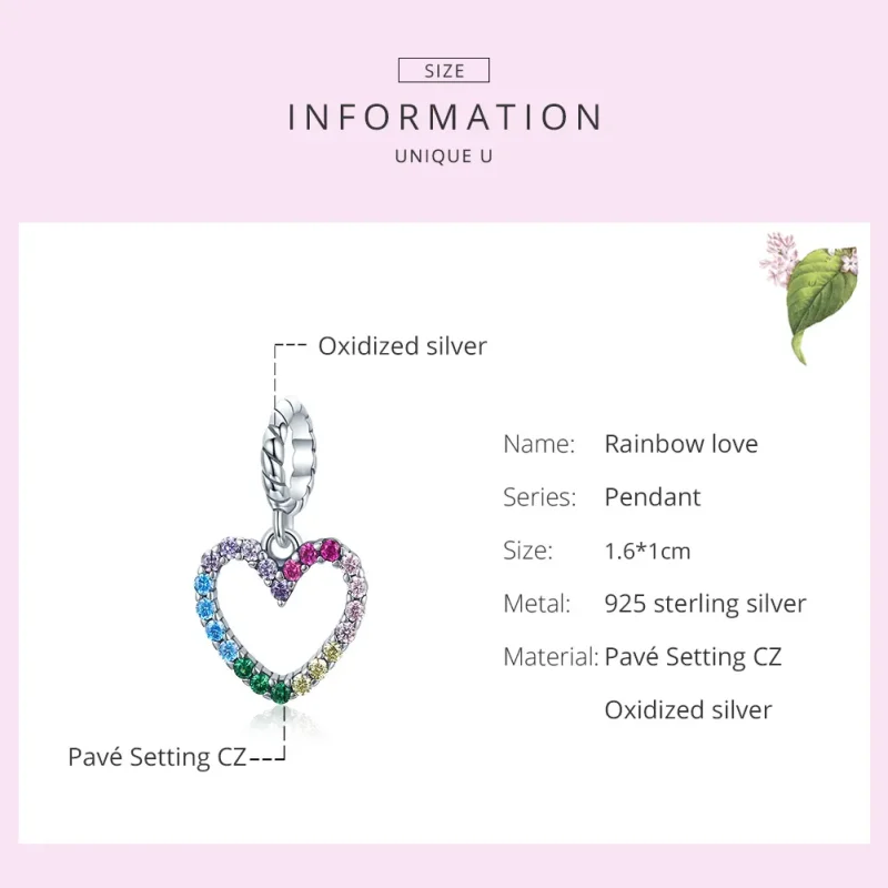 (bilde for) Pandora Style Silver Rainbow Love Dangle - SCC1851 - Vis 5