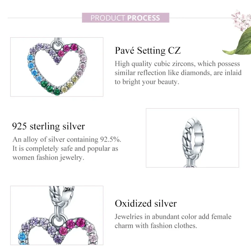 (bilde for) Pandora Style Silver Rainbow Love Dangle - SCC1851 - Vis 6