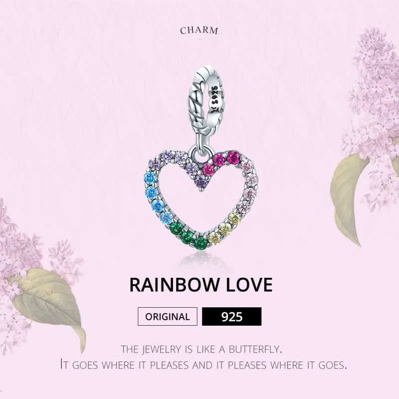 (bilde for) Pandora Style Silver Rainbow Love Dangle - SCC1851 - Vis 7