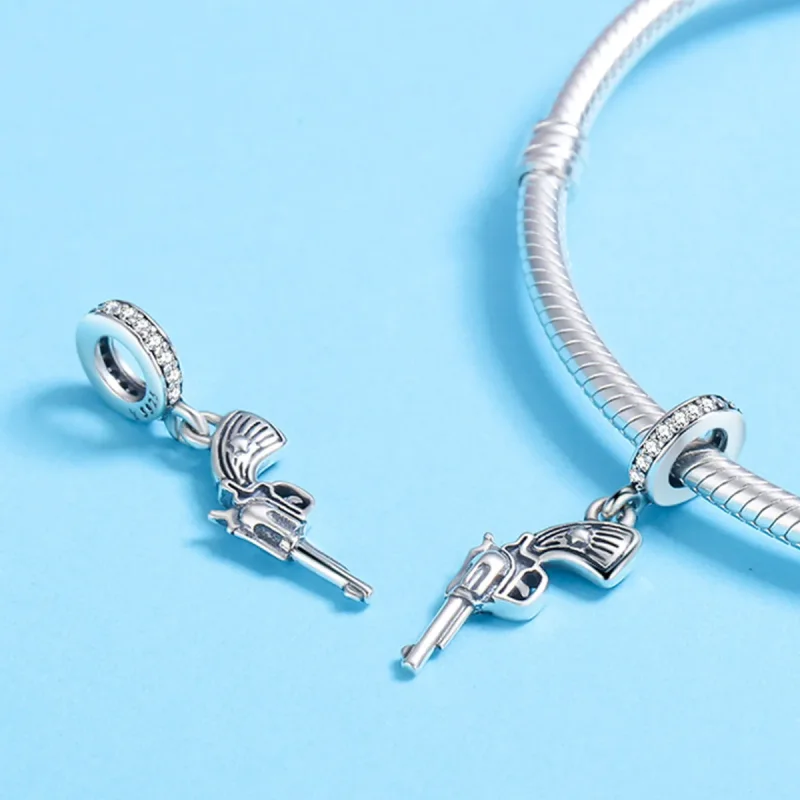 (bilde for) Pandora Style Silver Revolver Dangle - SCC508 - Vis 5