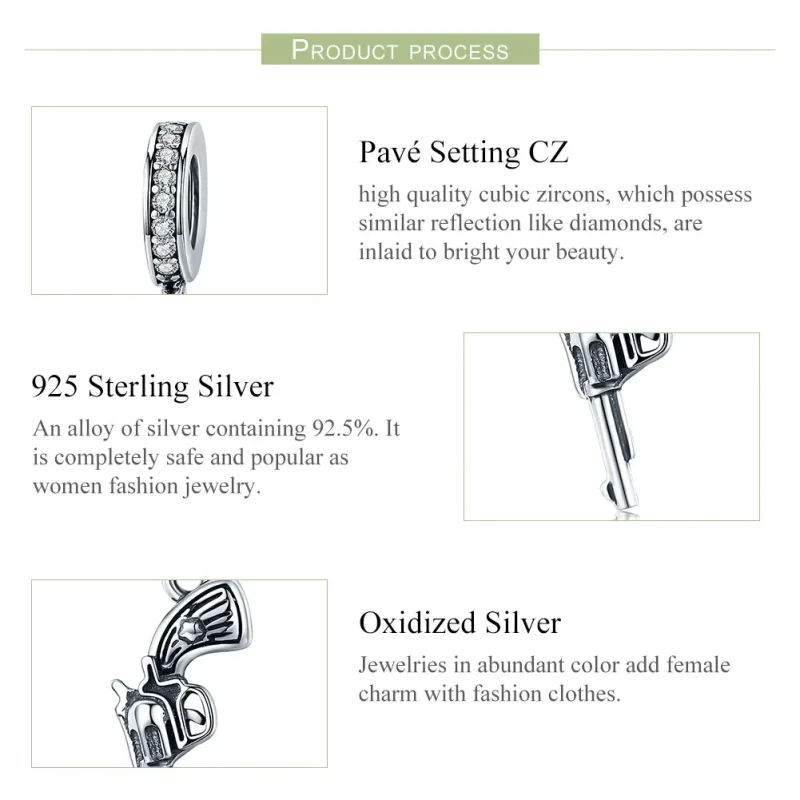 (bilde for) Pandora Style Silver Revolver Dangle - SCC508 - Vis 6