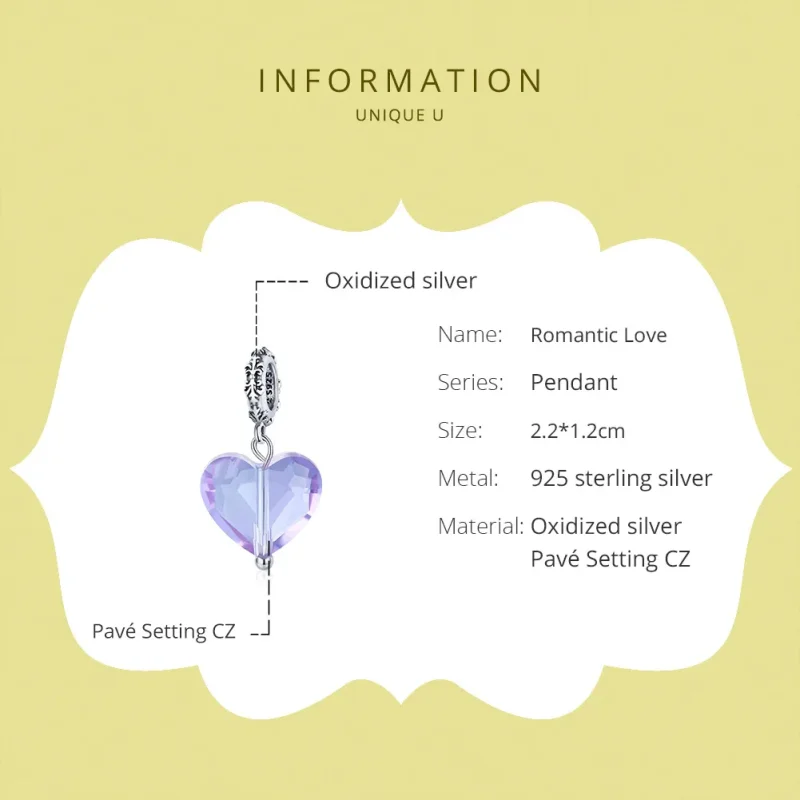 (bilde for) Pandora Style Silver Romatic Love Dangle - SCC1816 - Vis 6
