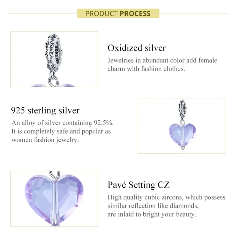 (bilde for) Pandora Style Silver Romatic Love Dangle - SCC1816 - Vis 7