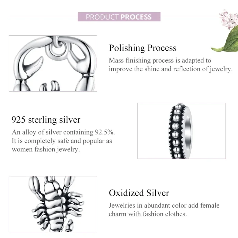 (bilde for) Pandora Style Silver Scorpio Dangle - SCC1329 - Vis 8