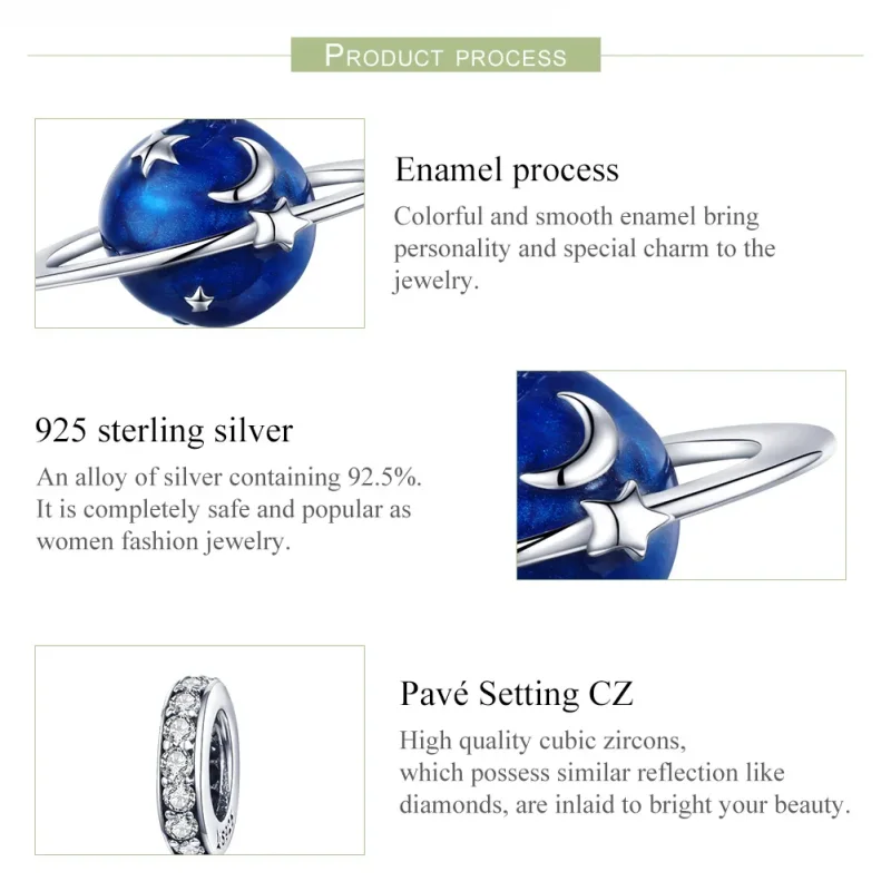 (bilde for) Pandora Style Silver Secret Planet Dangle - SCC933 - Vis 7