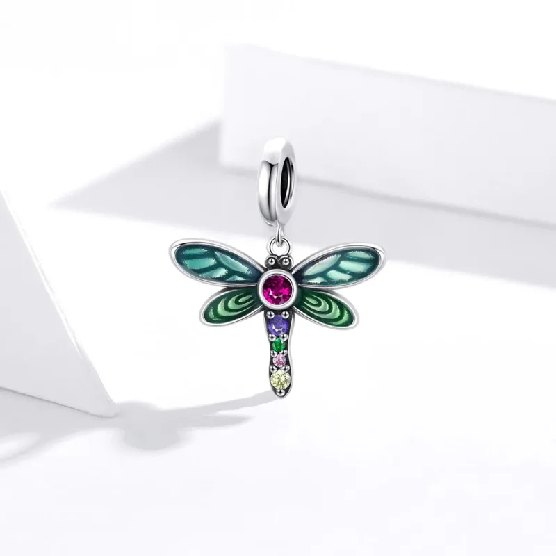 (bilde for) Pandora Style Silver Shiny Dragonfly Dangle - SCC1706 - Vis 2
