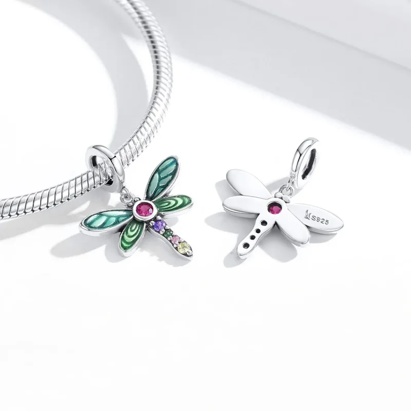(bilde for) Pandora Style Silver Shiny Dragonfly Dangle - SCC1706 - Vis 4
