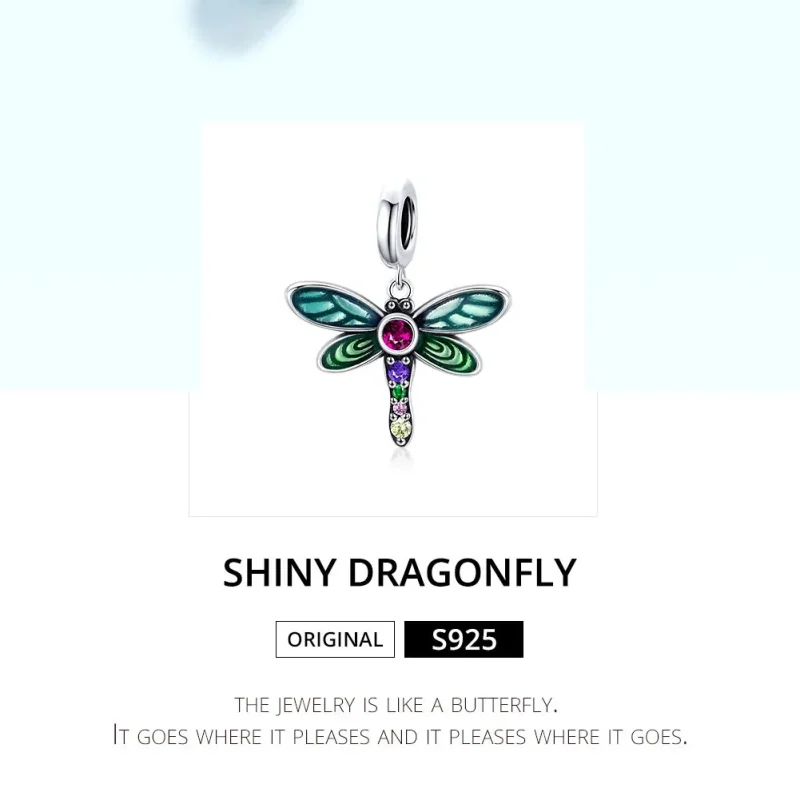 (bilde for) Pandora Style Silver Shiny Dragonfly Dangle - SCC1706 - Vis 6