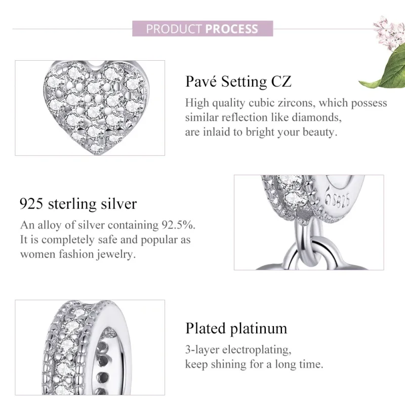 (bilde for) Pandora Style Silver Shiny Love Dangle - BSC211 - Vis 7