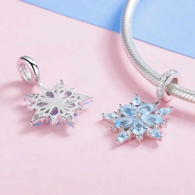 (bilde for) Pandora Style Silver Snowflakes Dangle - SCC940 - Vis 4