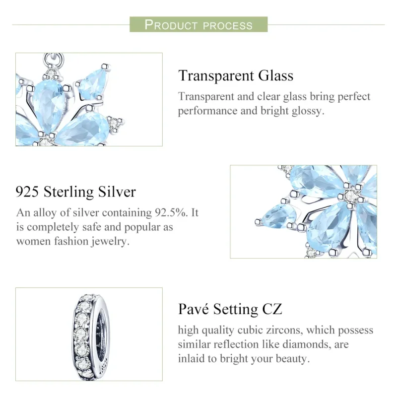 (bilde for) Pandora Style Silver Snowflakes Dangle - SCC940 - Vis 7