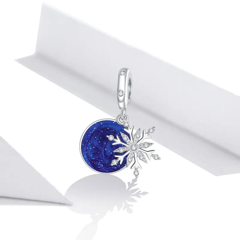 (bilde for) Pandora Style Silver Snowy Night Sky Dangle - BSC367 - Vis 2