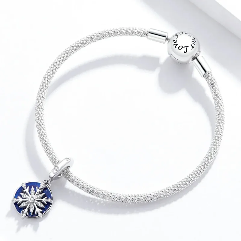 (bilde for) Pandora Style Silver Snowy Night Sky Dangle - BSC367 - Vis 3