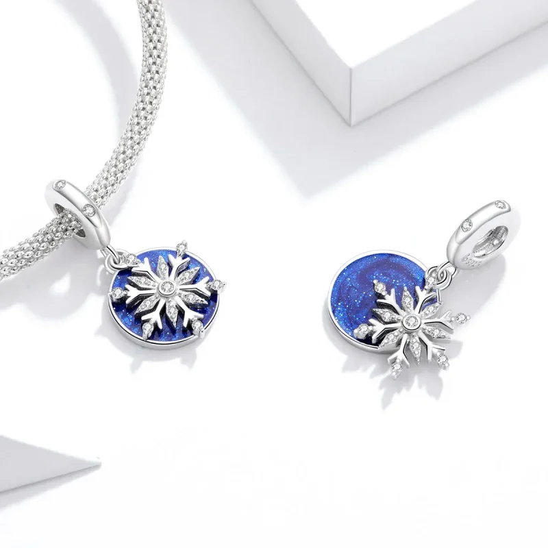 (bilde for) Pandora Style Silver Snowy Night Sky Dangle - BSC367 - Vis 4