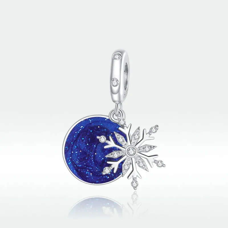 (bilde for) Pandora Style Silver Snowy Night Sky Dangle - BSC367 - Vis 5