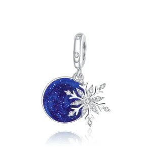 (bilde for) Pandora Style Silver Snowy Night Sky Dangle - BSC367