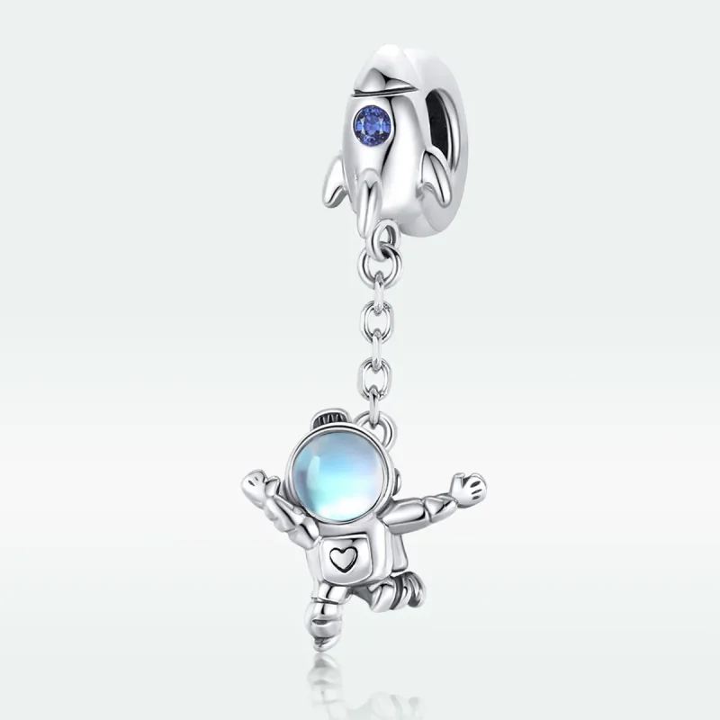 (bilde for) Pandora Style Silver Spaceship & Astronaut Dangle - SCC1695 - Vis 5