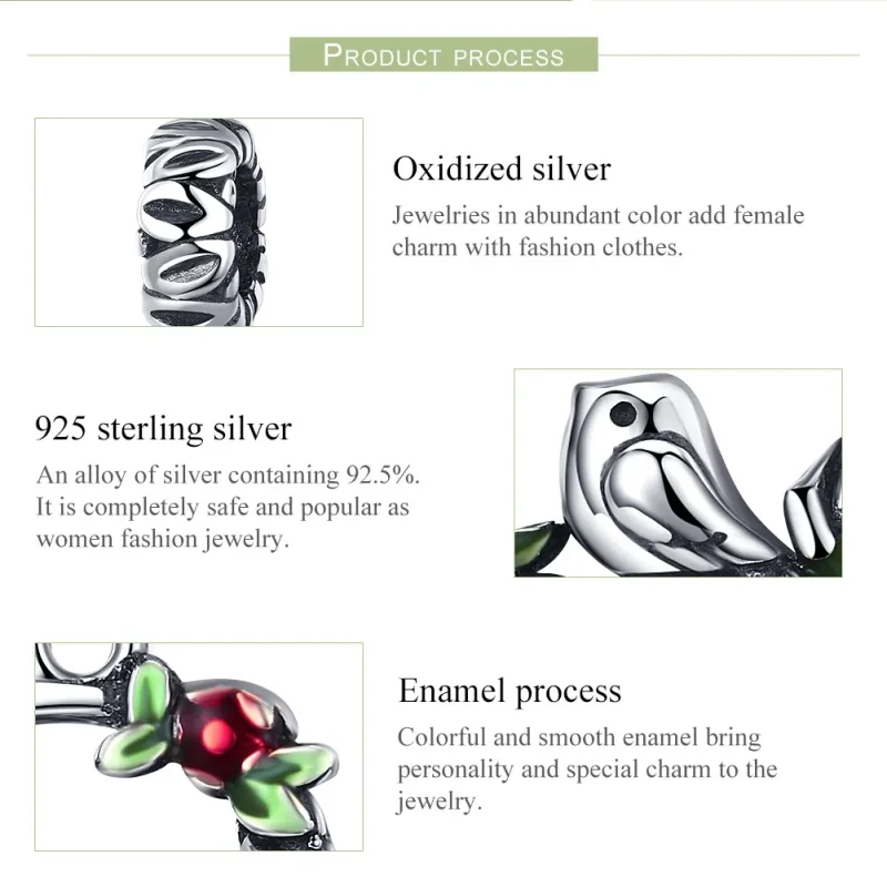 (bilde for) Pandora Style Silver Spring Bird Dangle - SCC645 - Vis 6