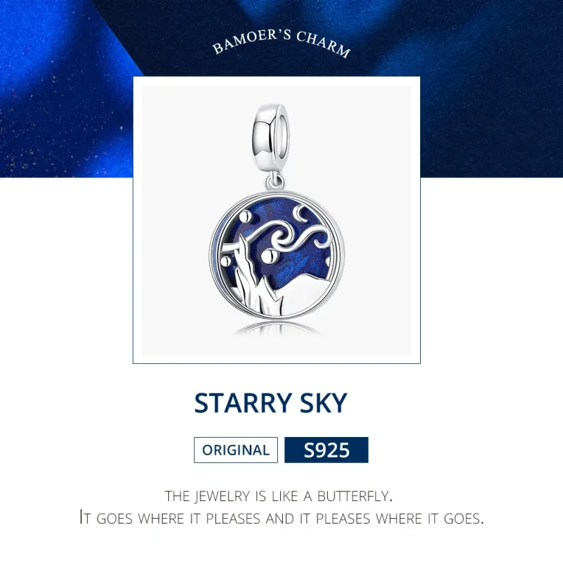 (bilde for) Pandora Style Silver Starry Sky Dangle - SCC1389 - Vis 7