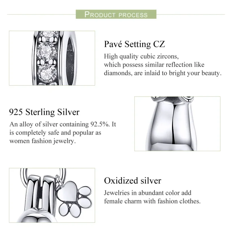 (bilde for) Pandora Style Silver Sticky Cat Dangle - SCC930 - Vis 7