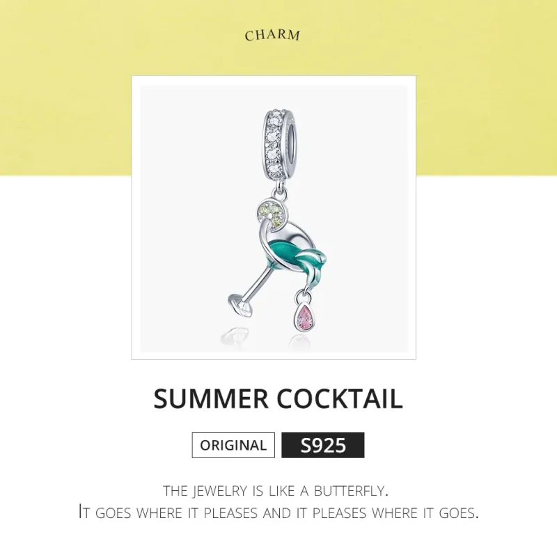 (bilde for) Pandora Style Silver Summer Cocktail Dingle - BSC262 - Vis 6