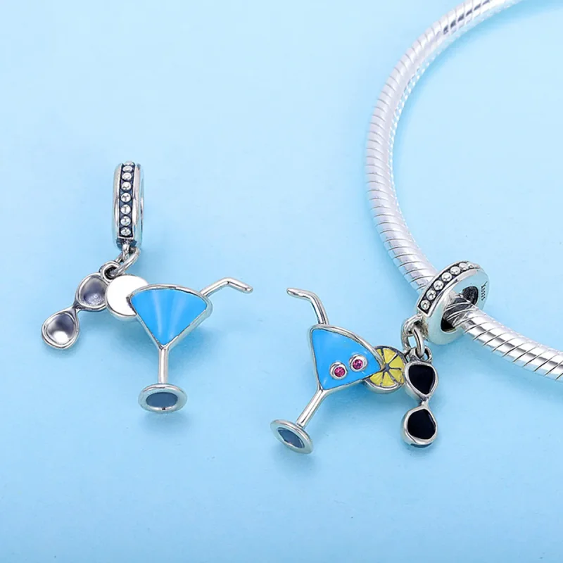 (bilde for) Pandora Style Silver Summer Cold Drinks Dangle - SCC698 - Vis 4