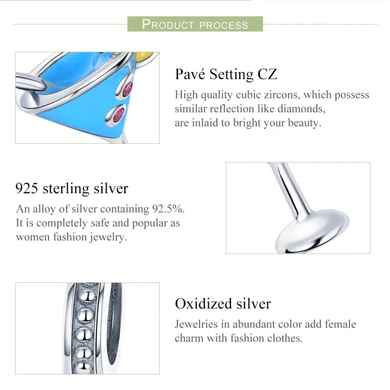 (bilde for) Pandora Style Silver Summer Cold Drinks Dangle - SCC698 - Vis 6
