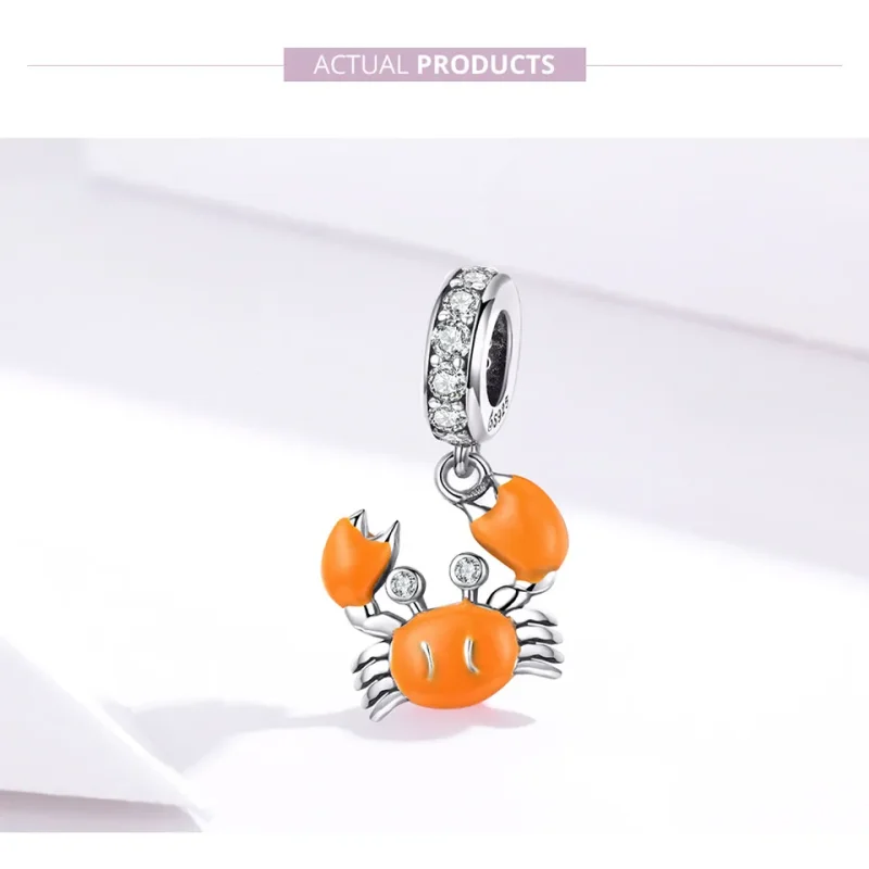 (bilde for) Pandora Style Silver Summer Crab Dangle - BSC076 - Vis 7