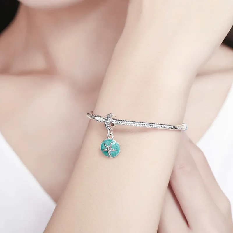 (bilde for) Pandora Style Silver Summer Style Blue Sea Dangle - SCC136 - Vis 7