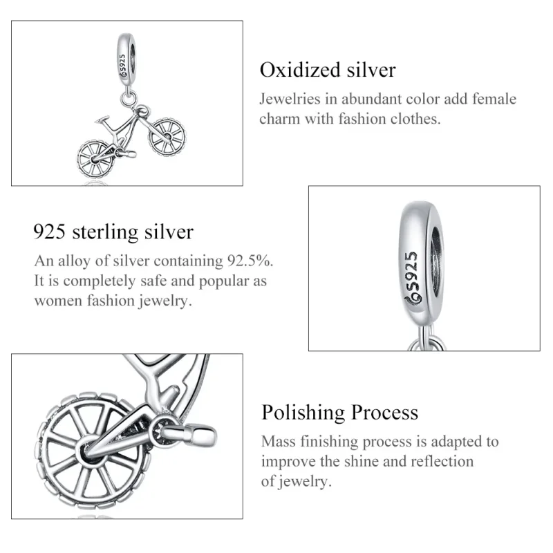 (bilde for) Pandora Style Silver Sykkel Dangle - BSC384 - Vis 7