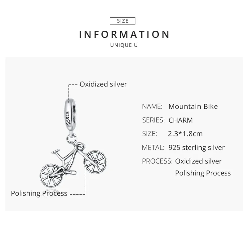 (bilde for) Pandora Style Silver Sykkel Dangle - BSC384 - Vis 8